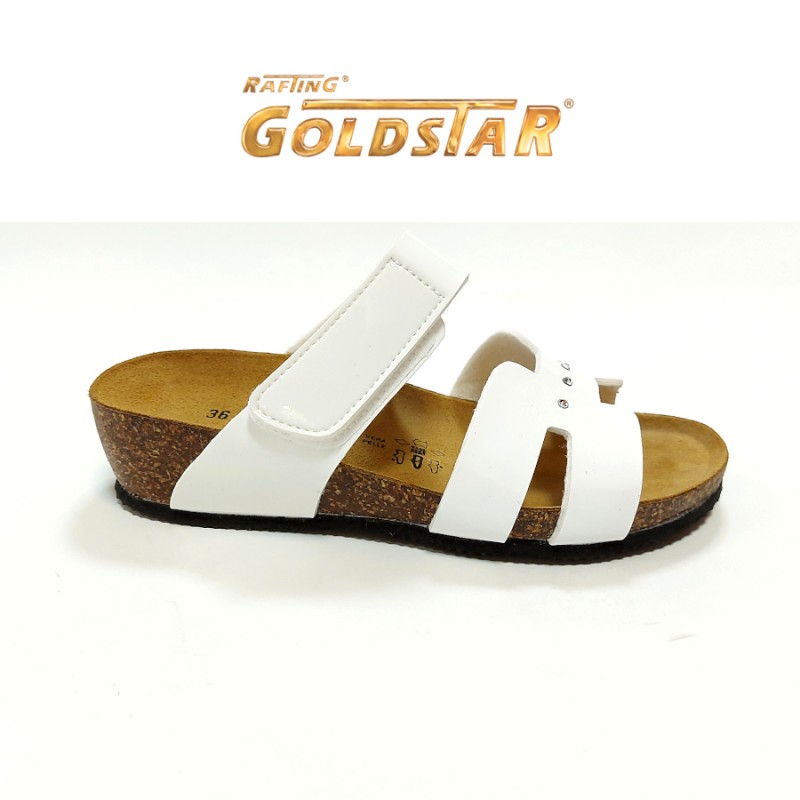 Goldstar - Ciabatta Donna con Zeppa - 1268SW Bianco - Bio Anatomica Sughero