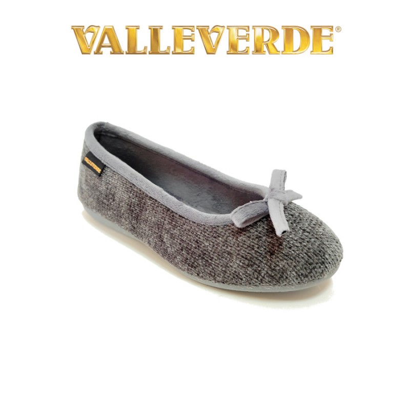 Valleverde Pantofola Casa Donna Ballerina Tessuto 22105 Grigio
